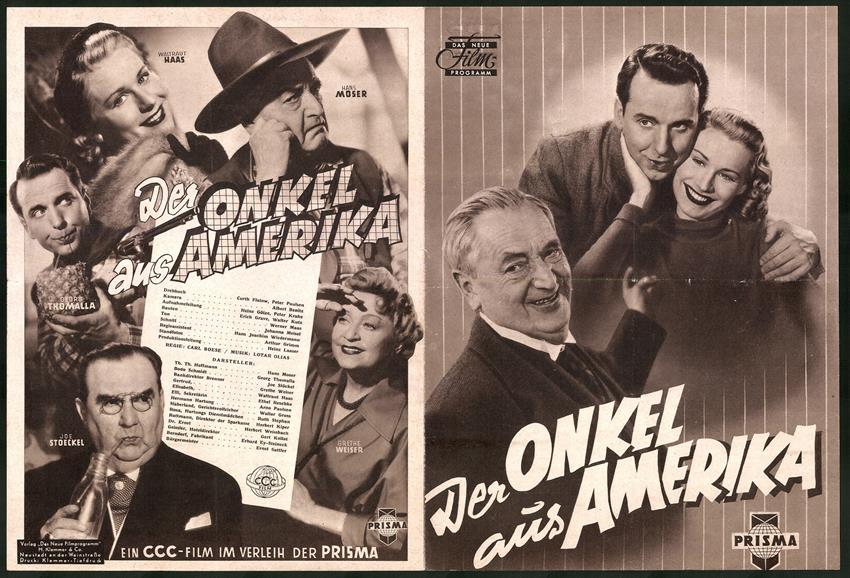 Filmprogramm PFI Nr Der Onkel Aus Amerika Hans Moser Arno Paulsen Regie Carl Boese