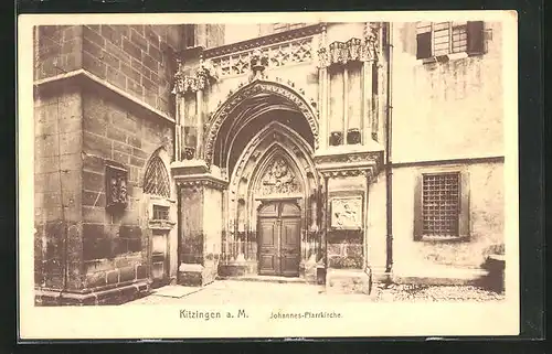 AK Kitzingen a. M, Portal der Johannes-Pfarrkirche