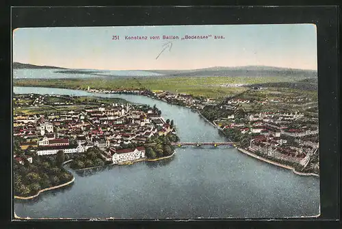 AK Konstanz / Bodensee, Panoramablick aus dem Ballon Bodensee gesehen