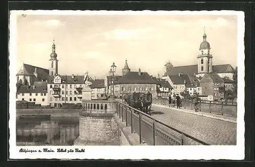 AK Kitzingen / Main, Ortsansicht mit Gasthaus zum Stern von der Brücke gesehen