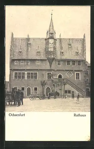 AK Ochsenfurt, Kutsche vor dem Rathaus