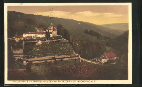 AK Lohr / Main, Wallfahrts-Kapuzinerkloster Maria Buchen mit Gasthaus Buchenmühle