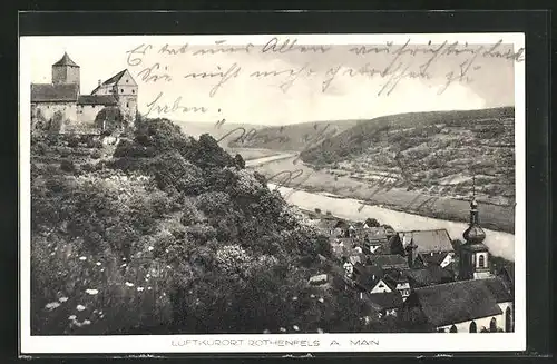 AK Rothenfels / Main, Burg und Ortskern gegen Flusstal