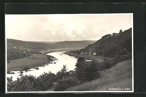 AK Rothenfels / Main, Flussverlauf mit Ortschaft