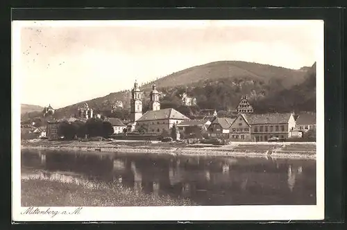 AK Miltenberg / Main, Flusspartie mit Kirche