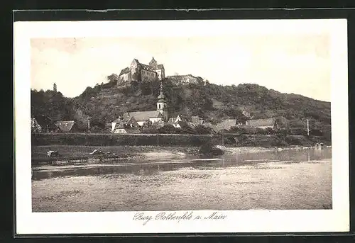 AK Rothenfels / Main, Flusspartie mit Kirche