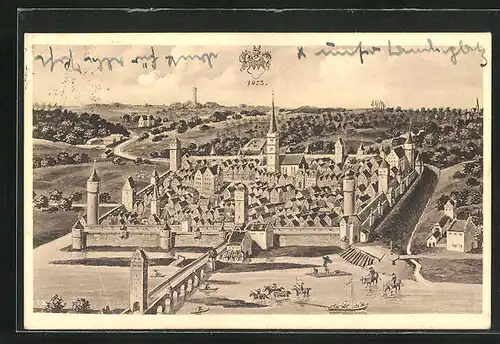 Künstler-AK Ochsenfurt, Die Stadt im Jahre 1623