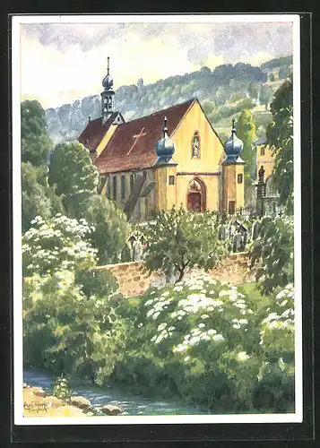 Künstler-AK Retzbach a. M., Wallfahrtskirche Maria im grünen Tal