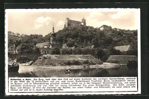 AK Rothenfels / Main, Die Burg hoch über dem Fluss