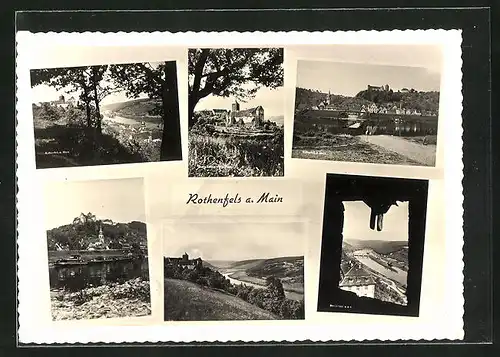 AK Rothenfels a. Main, Blick zur Burg, Teilansicht, Uferpartie