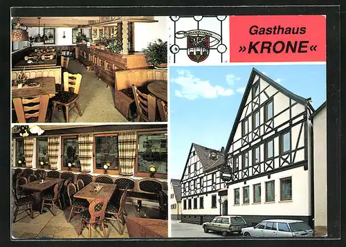 AK Tauberrettersheim, Gasthaus Krone mit Autos, Innenansichten