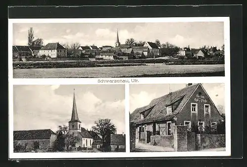 AK Schwarzenau / Ufr., Totalansicht, Kirche