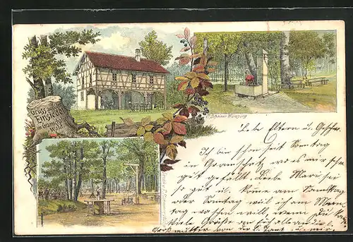 Lithographie Rimpar, Gasthaus Einsiedel im Gramschatzer Wald