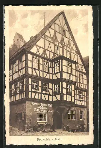 AK Rothenfels a. Main, Gasthaus und Bäckerei zum Ochsen, Gustav Dauch