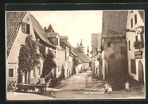 AK Kitzingen a. M., Alte Poststrasse mit Kindern