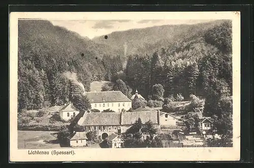 AK Lichtenau / Spessart, Hotel Hochspessart und Fachwerkhäuser im Walde