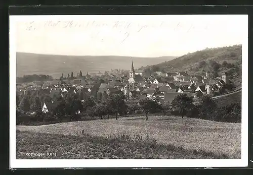 AK Röttingen / Ufr., Gesamtansicht der Ortschaft mit Kirchturm