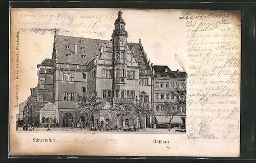 Relief-AK Schweinfurt, Vorderseite des Rathauses