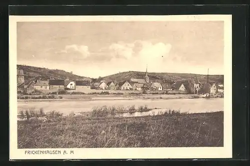 AK Frickenhausen, Blick übers Wasser auf Ortszentrum