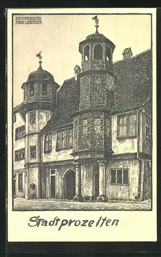 Künstler-AK Stadtprozelten, Rathaus, Alois Leibinger