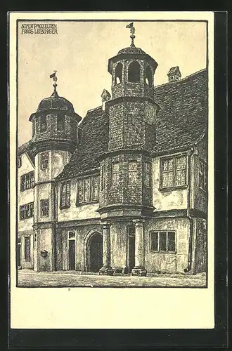 Künstler-AK Stadtprozelten a. M., Aussenansicht Rathaus, Alois Leibinger