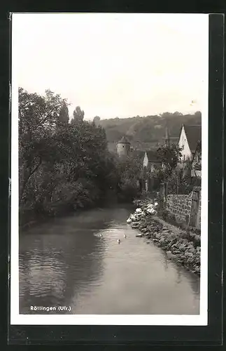 AK Röttingen / Ufr., Ortspartie mit Fluss