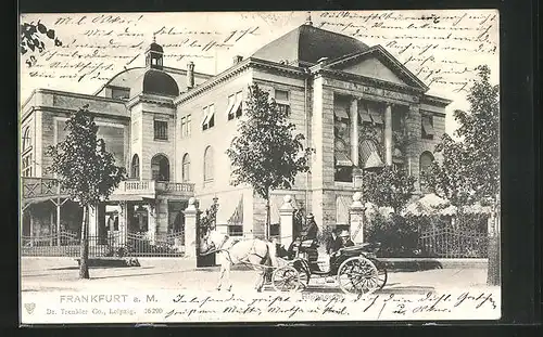 AK Frankfurt a. M.-Sachsenhausen, Gasthof Hippodrom in der Forsthausstrasse mit Pferdewagen