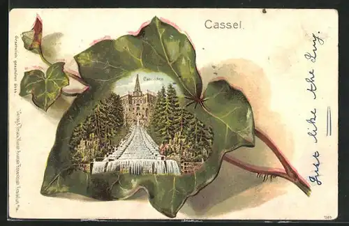 Passepartout-Lithographie Kassel-Wilhelmshöhe, Cascaden