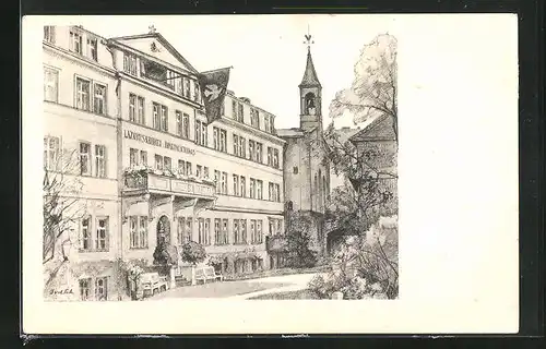 Künstler-AK Berlin-Wedding, Lazarus Kranken- und Diakonissenhaus, Bernauer Strasse 115 /117