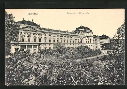 AK Würzburg, Residenz-Gartenseite