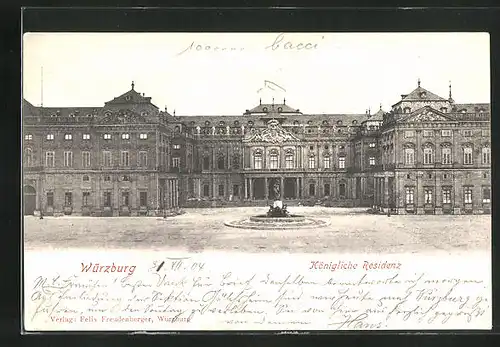 AK Würzburg, Königliche Residenz mit Brunnen