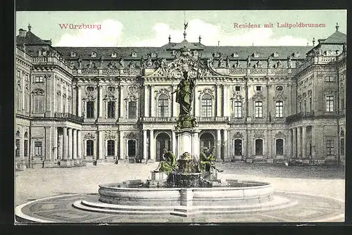 AK Würzburg, Residenz mit Luitpoldbrunnen