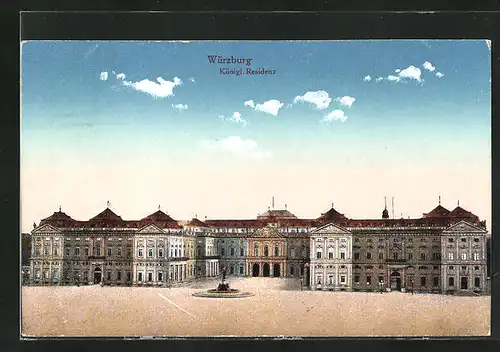 AK Würzburg, Königl. Residenz mit Brunnen