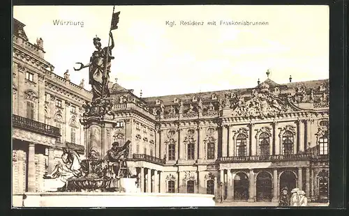 AK Würzburg, Kgl. Residenz mit Frankoniabrunnen