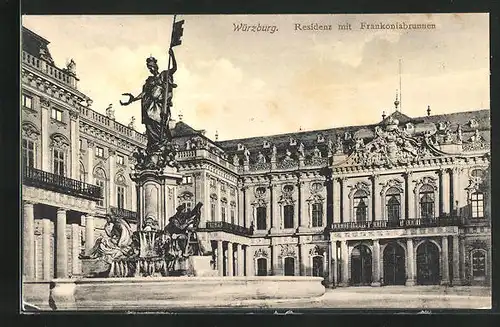 AK Würzburg, Residenz mit dem Frankoniabrunnen