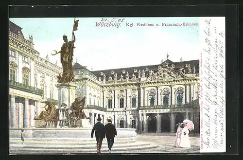 AK Würzburg, Kgl. Residenz u. Franconia-Brunnen