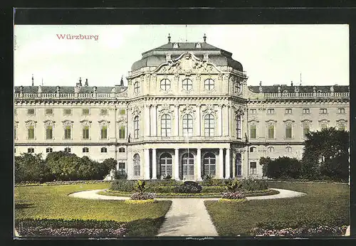 AK Würzburg, Residenz mit Springbrunnen