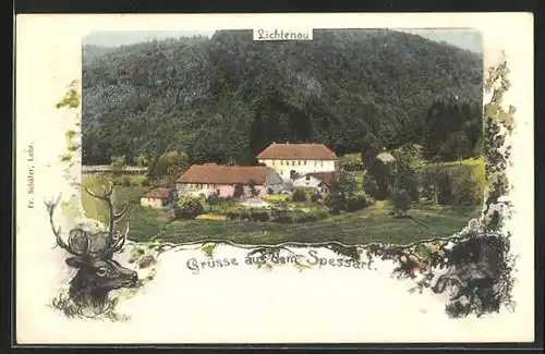 AK Lichtenau, Hôtel Hochspessart aus der Vogelschau