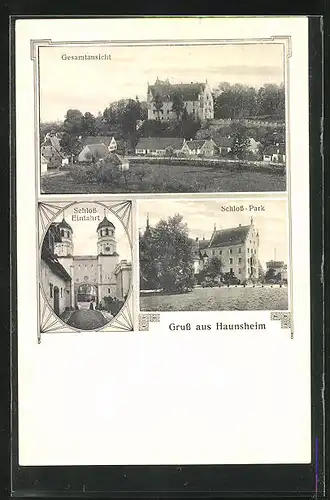 AK Haunsheim, Gesamtansicht, Schloss-Park, Schloss Einfahrt