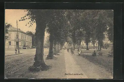 AK Berlin-Lankwitz, Strassenpartie mit Gasthof zur Linde