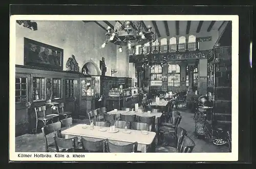 AK Köln, Kölner Hofbräu, Strasse Am Hof 12, Innenansicht