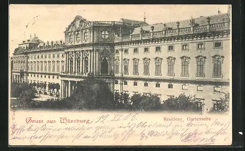 AK Würzburg, Residenz Gartenseite