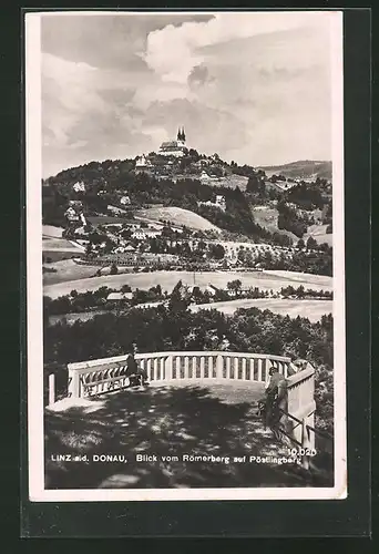 AK Linz an der Donau, Blick vom Römerberg auf Pöstlingberg