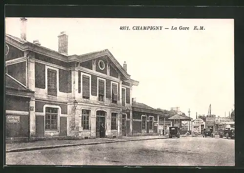 AK Champigny, La Gare, Bahnhof