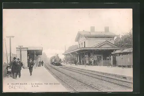 AK Saint-Maur, La Station, Vue des Quais, Bahnhof