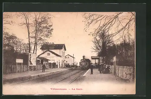 AK Villecresnes, La Gare, Bahnhof