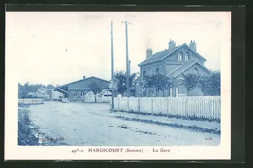 AK Hargicourt, La Gare, Bahnhof