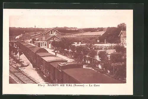 AK Namps au Val, La Gare, Bahnhof