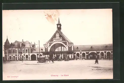 AK Chauny, La Gare, Bahnhof