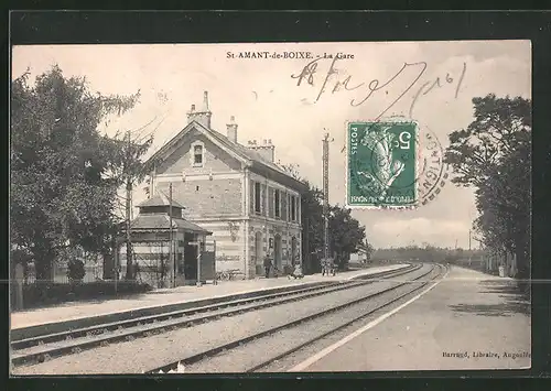 AK St-Amant-de-Boixe, La Gare, Bahnhof